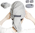 Large Microfiber Hair Towel with Spa Headband - Fast Drying