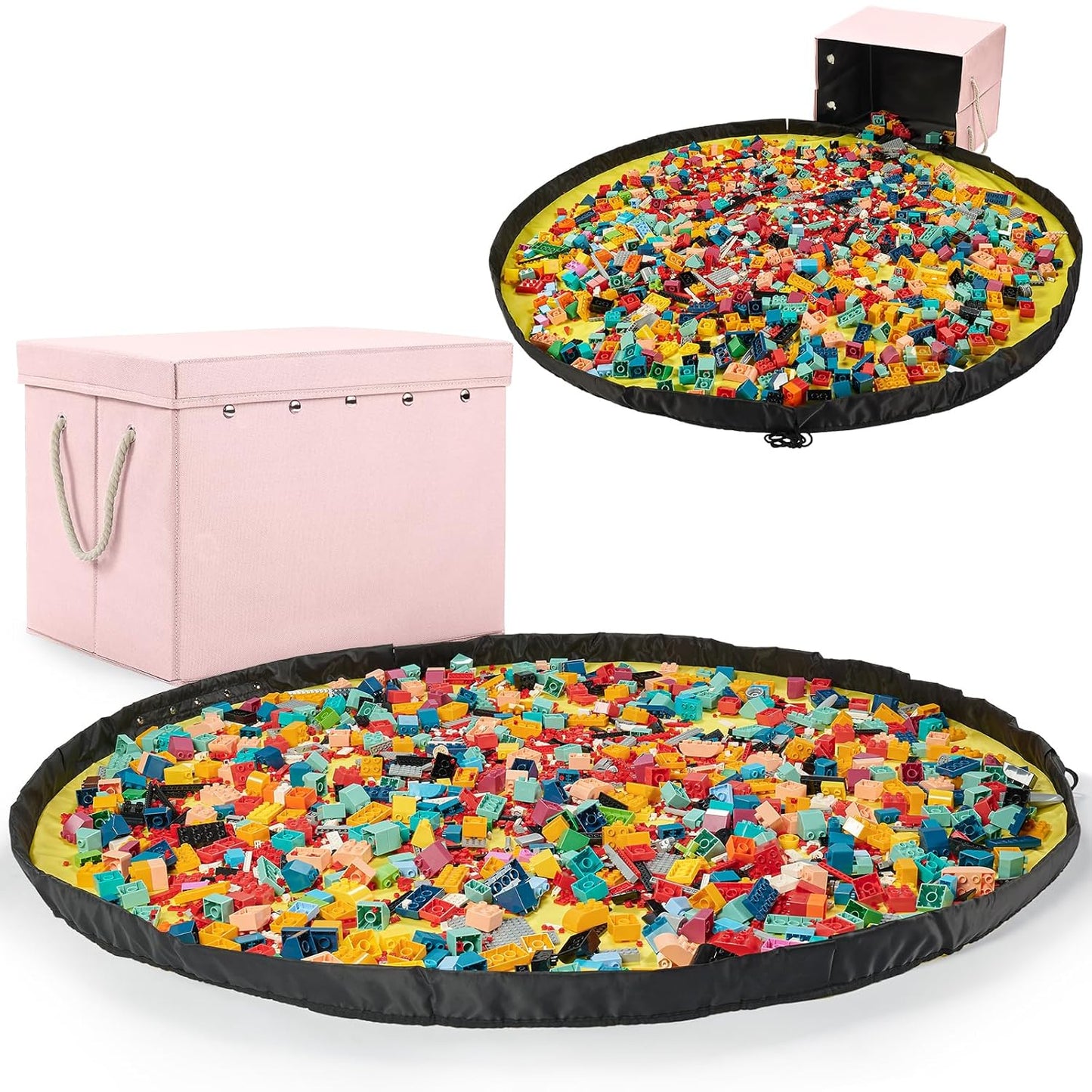 Kids Toy Box Chest Storage with Lid and Play Mat for Fun