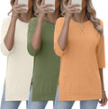 3/4 Sleeve Tunic Tops 3-Pack - Comfortable Everyday Women's Tees