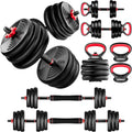 Adjustable Dumbbells 55/77LBS 4 in 1 Fitness Equipment Set