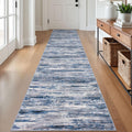 2x12 Modern Abstract Runner Rug for Hallways - Soft Navy Blue Gray
