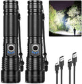Rechargeable LED 90,000 High Lumens Flashlights 2 Pack - Super Bright