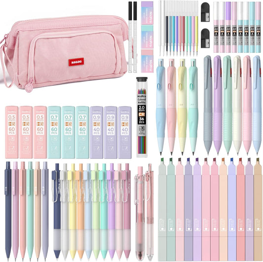 Nicpro 78 PCS Aesthetic School Supplies Set with Cute Case