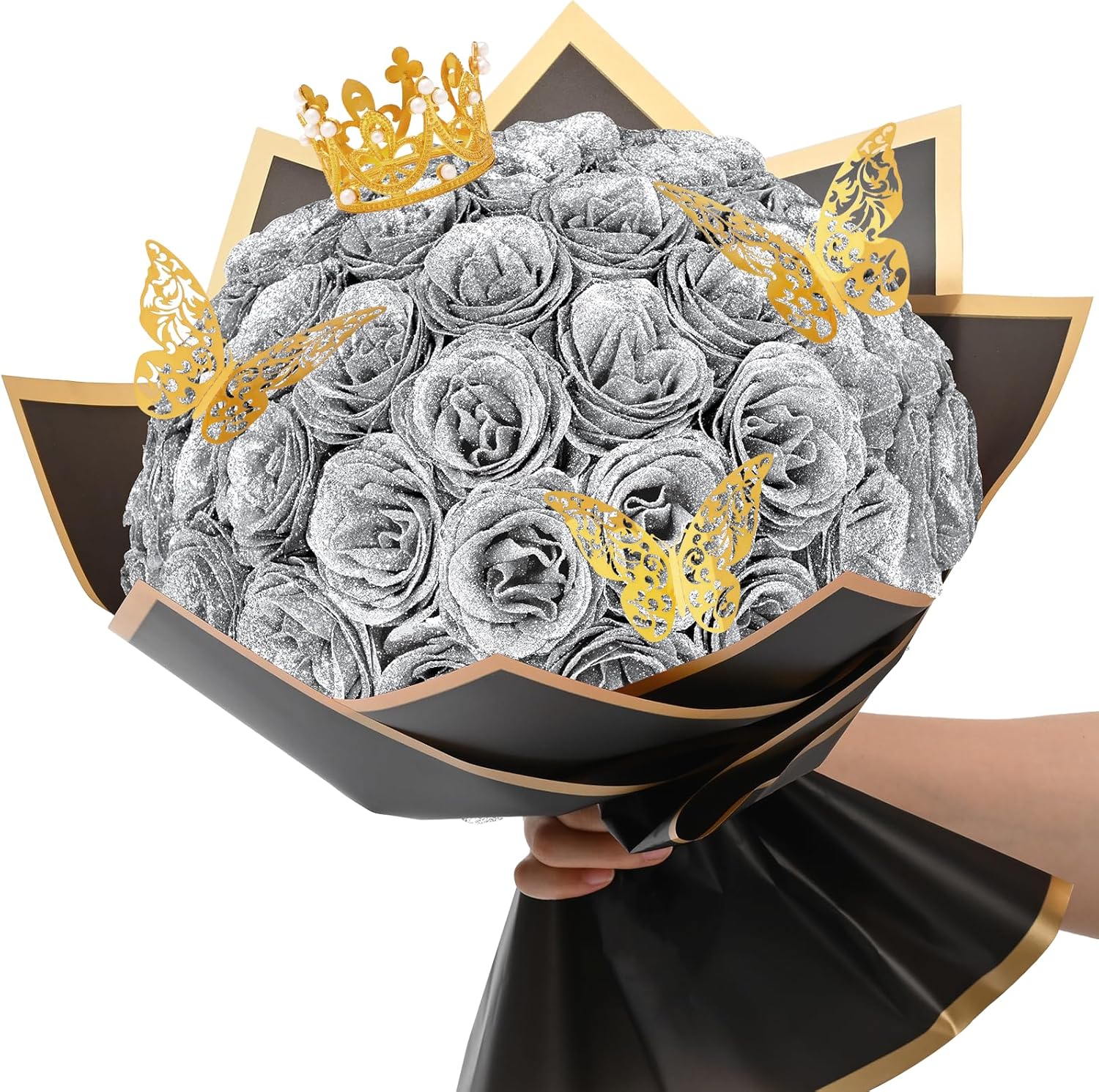 DIY Glitter Roses Bouquet for Weddings, Engagements, and More