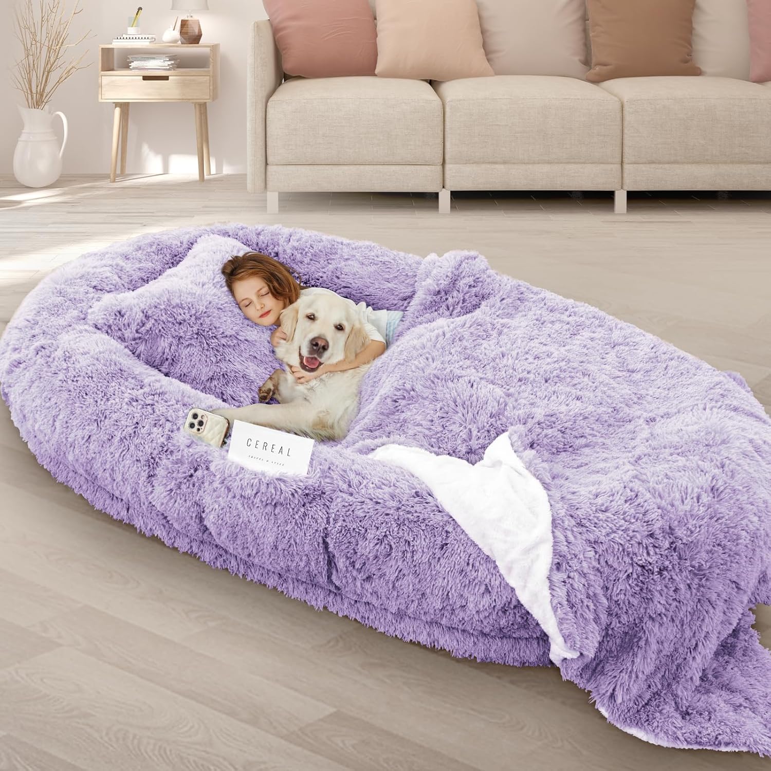 Oversize Human Dog Bed with Memory Foam for Comfort and Relaxation