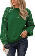 Blooming Jelly Women's Chunky Knit Sweater Crewneck - Pearl Detail
