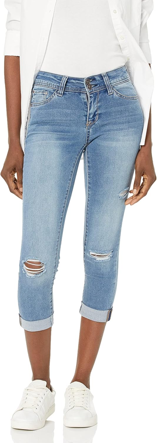 WallFlower Women's Ultra Crop Mid-Rise Jeans for Every Body