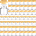 Clear 4 oz Glass Jars with Woodgrain Lids - 96 Pack for Travel & DIY