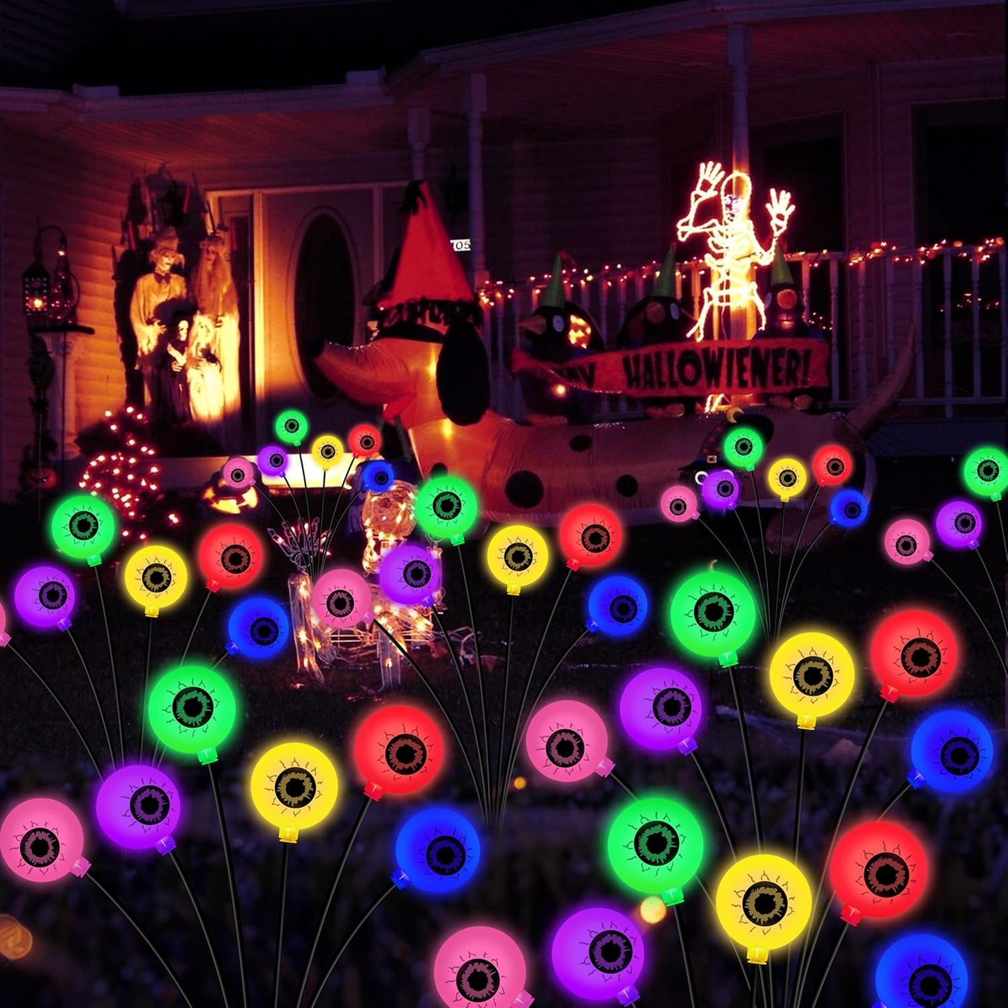 Kohlrabi 24 LED Solar Scary Eyeball Swaying Lights for Halloween