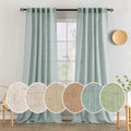 Sea Green Linen Curtains 90 in Long Semi Sheer Panels - Privacy
