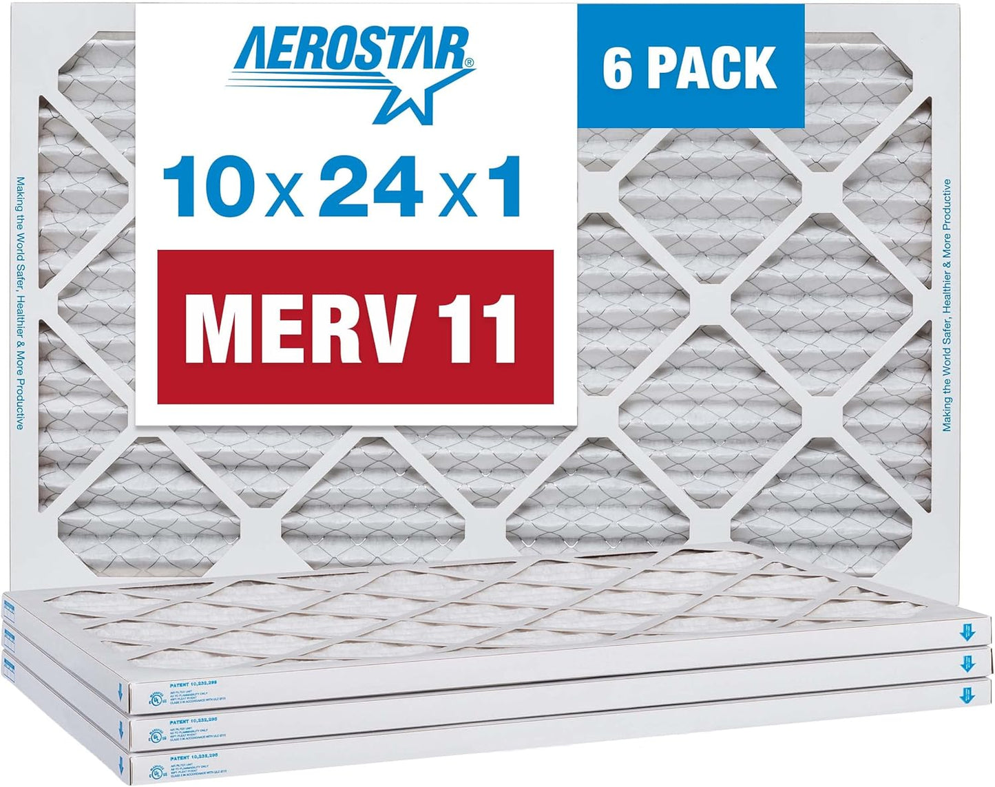 Aerostar 10x24x1 MERV 11 Pleated Air Filter for Clean Air