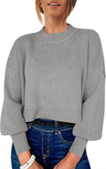 Womens Cropped Sweater Oversized Crewneck - Cozy Fall Staple