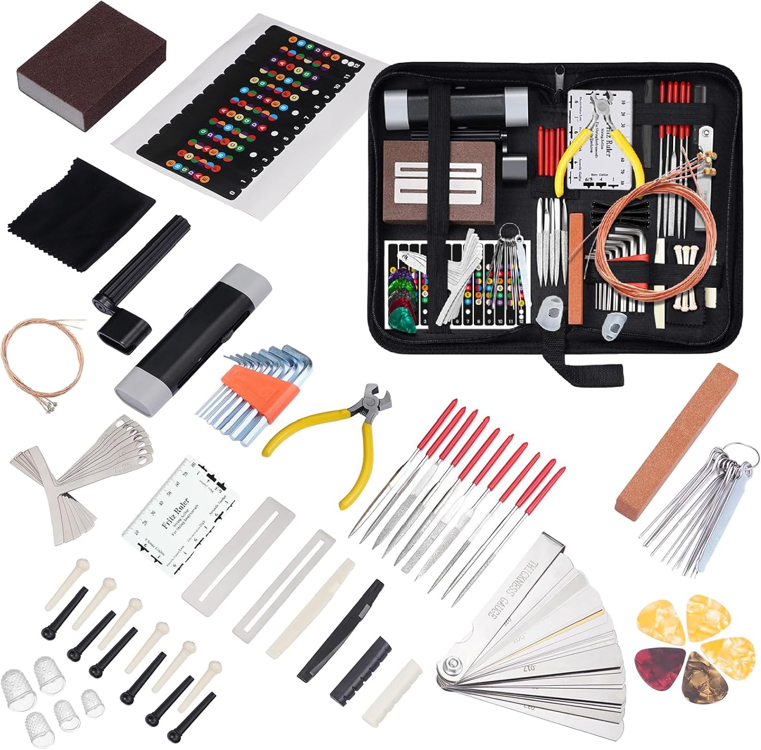 84Pcs Guitar Tool Kit for Acoustic Electric Guitar Maintenance