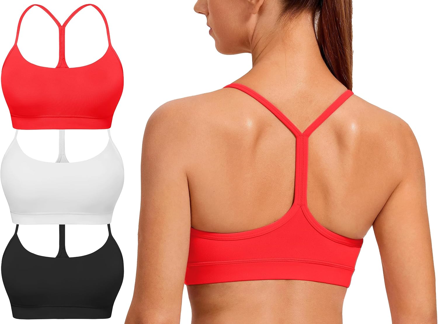 Spaghetti Strap Padded Sports Bras for Women - Y Back Design