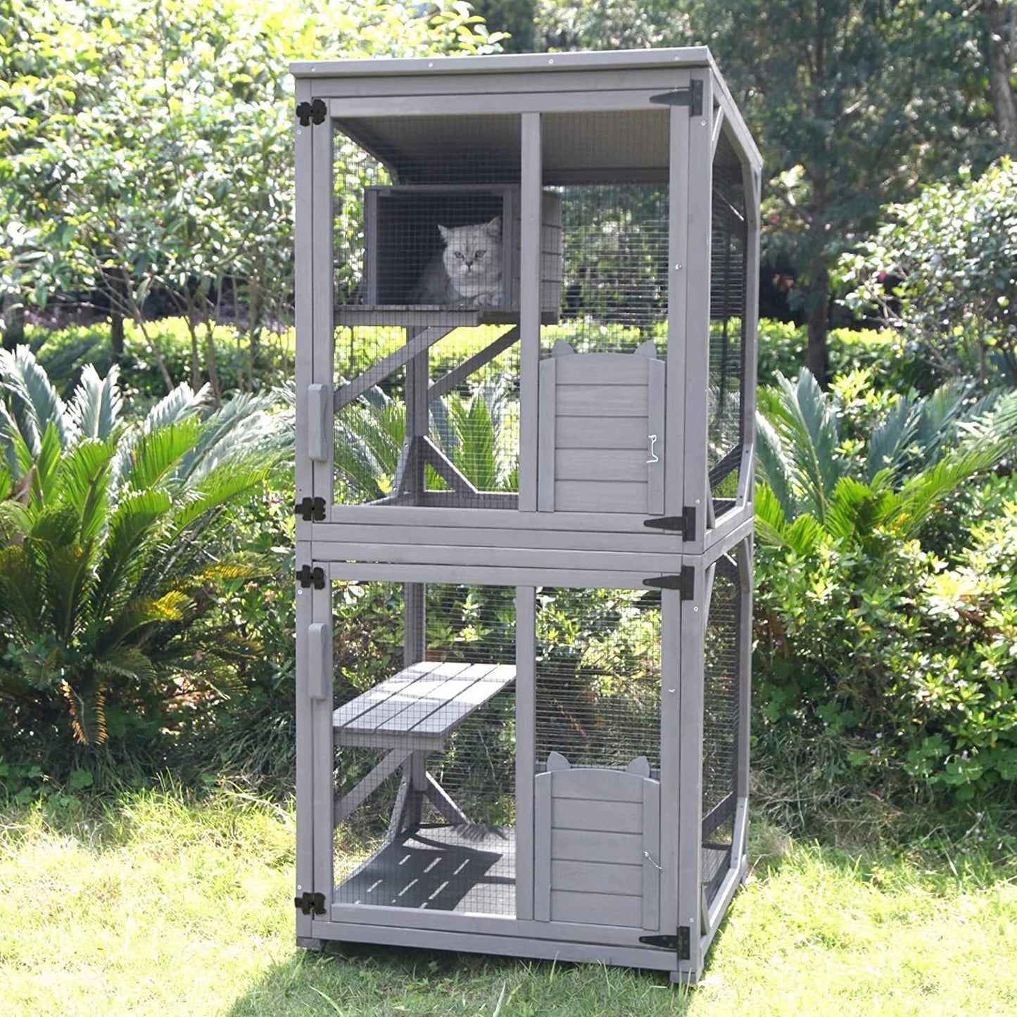 Aivituvin Cat House Outdoor Catio Large Enclosure on Wheels