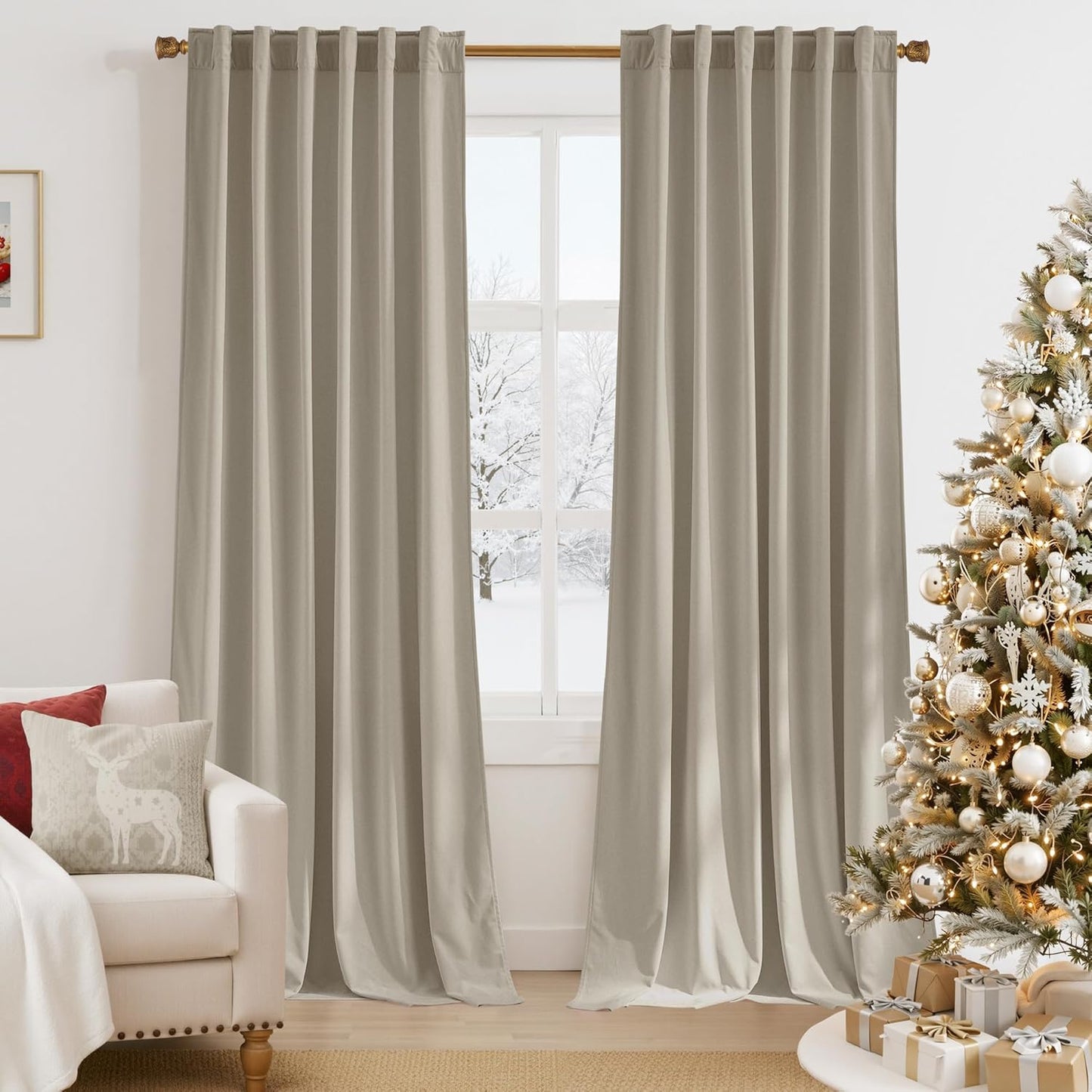 NICETOWN Camel Velvet Curtains for Luxurious Home Decor