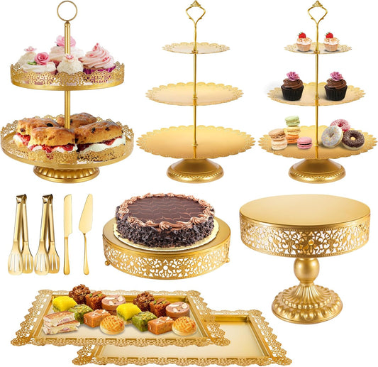 Gold Cake Stand Set for Elegant Dessert Display and Serving