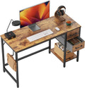 40 in Rustic Brown Computer Desk with 2 Drawers - Small Home Office