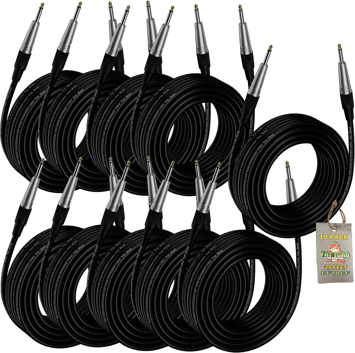 Fat Toad 20FT Guitar Instrument Cables for Superior Sound
