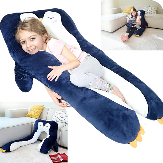 LUNAMIRA Penguin Kids Body Pillow for Comfort and Fun