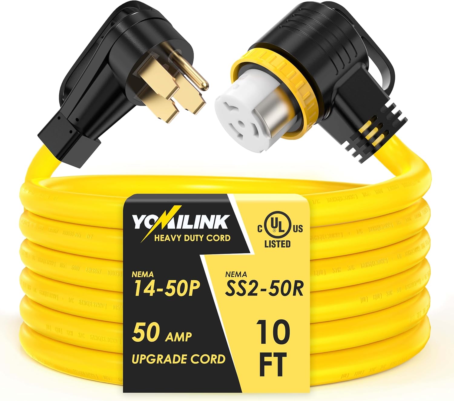 10 Feet 50 Amp RV Generator Cord with Locking Connector Design