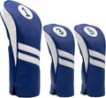 Vintage Leather Look Golf Head Covers Set - 3-Pack Classic