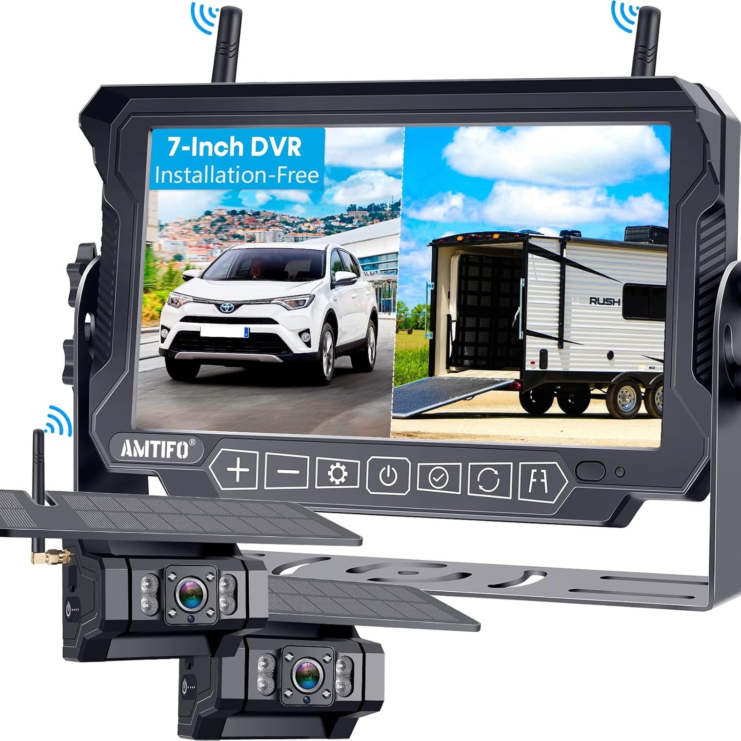 AMTIFO A9: Solar Wireless RV Backup Camera Duo