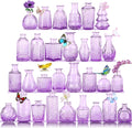 Glass Bud Vases in Bulk Set of 30 Pcs - Clear Light Purple Table Vases