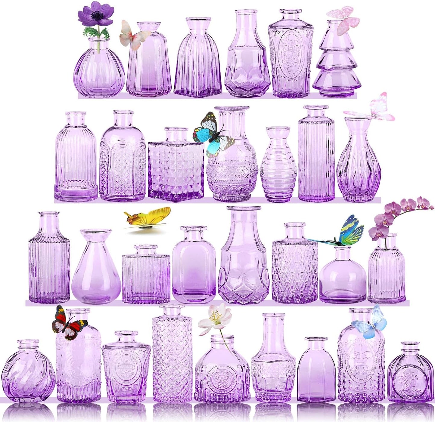 Glass Bud Vases in Bulk Set of 30 Pcs for Wedding Decor
