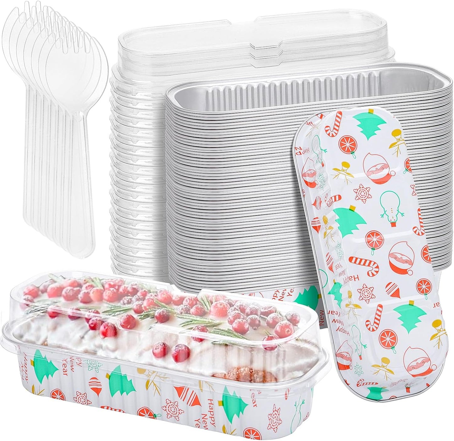 100Pack Mini Cake Pans with Lids and Spoons for Parties