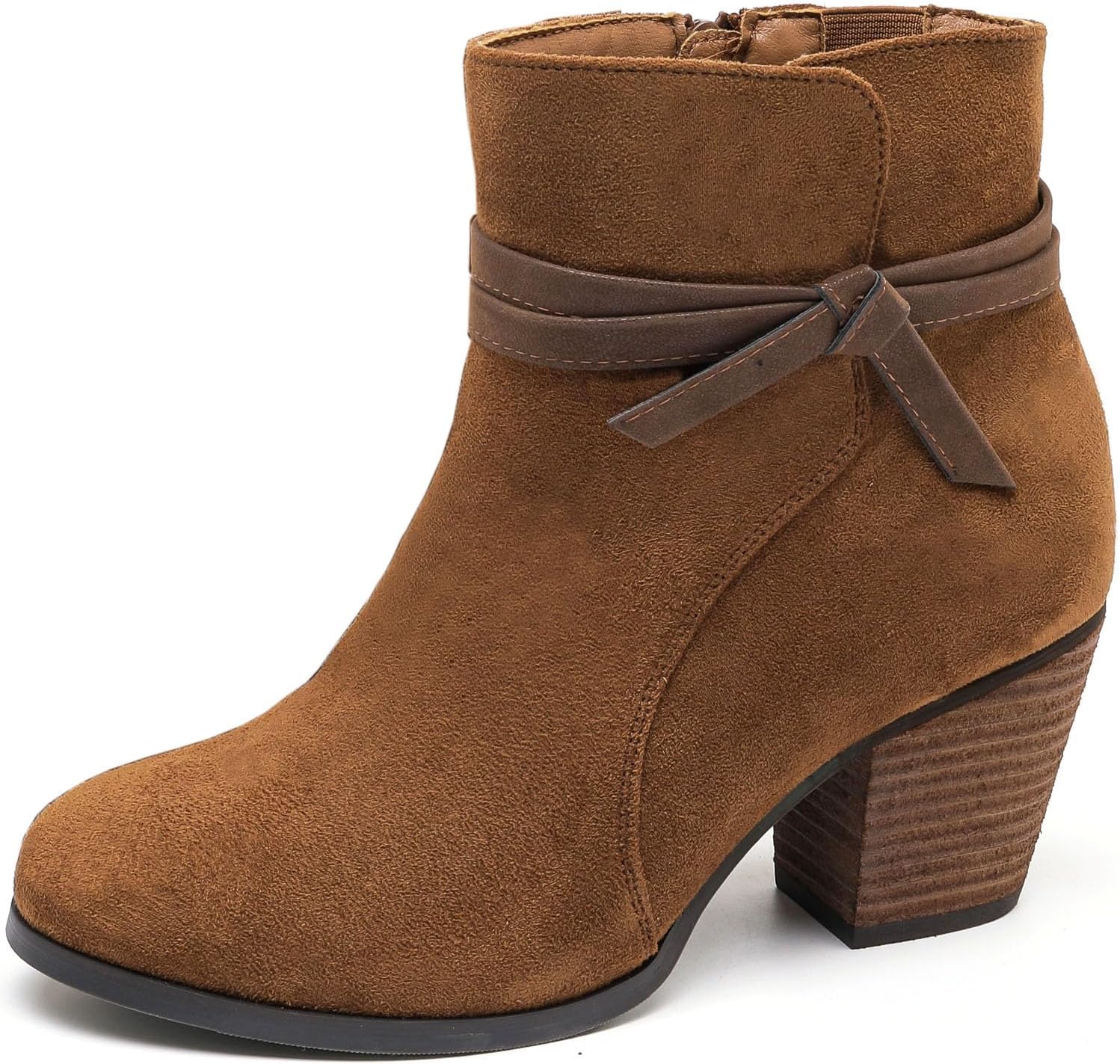 Luoika Women's Wide Width Ankle Boots with Chunky Heel Design