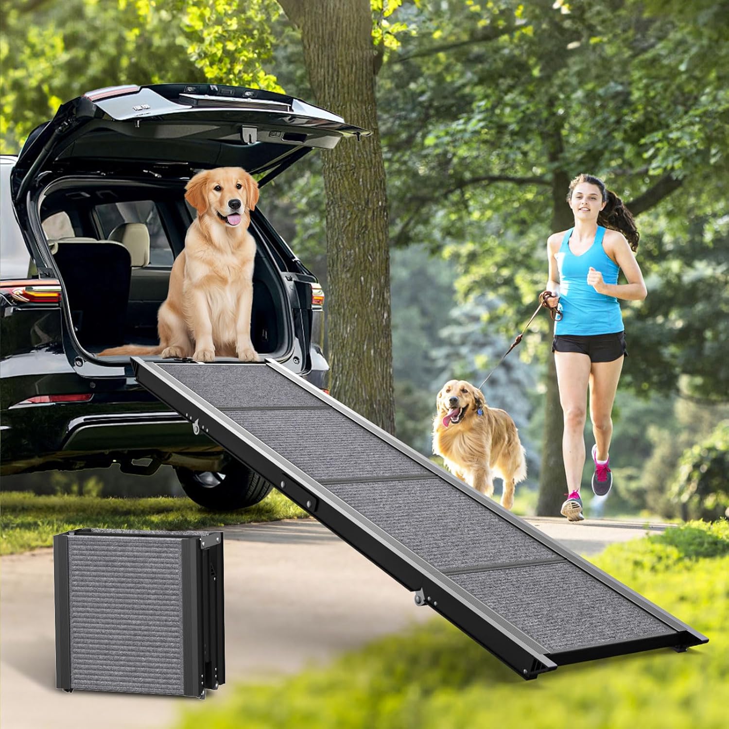 Dog Ramp for Car, SUV, Truck - Portable Adjustable 63in Ramp