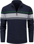 Men's 1/4 Zip Cotton Sweater Pullover Polo - Warm Layering Pick