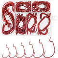 110Pcs Red Bass Hooks Multi-Size Set - Durable Carbon Steel