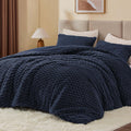 Fluffy Twin Comforter Set - Navy Blue Fleece Soft Comforter for Twin