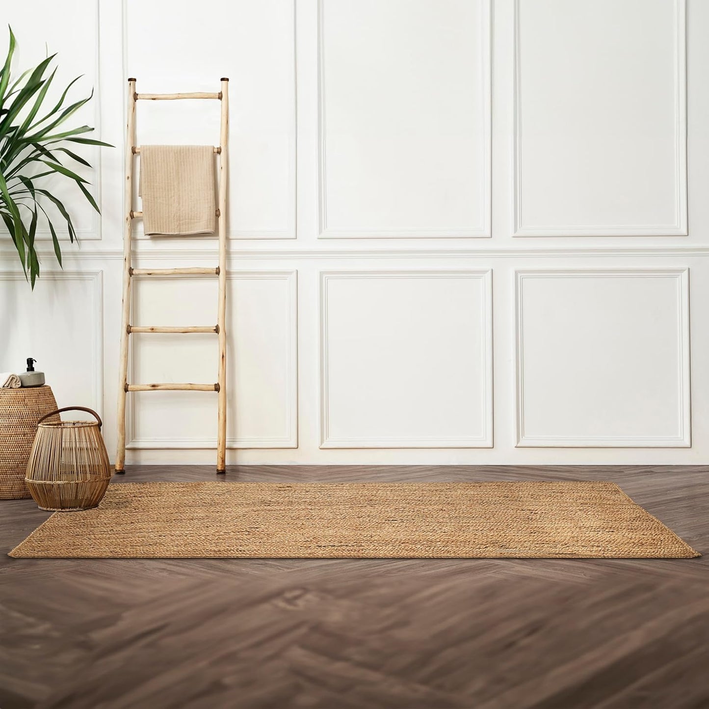 Hand Woven Jute Braided Rug for Boho Entryway and Living Room
