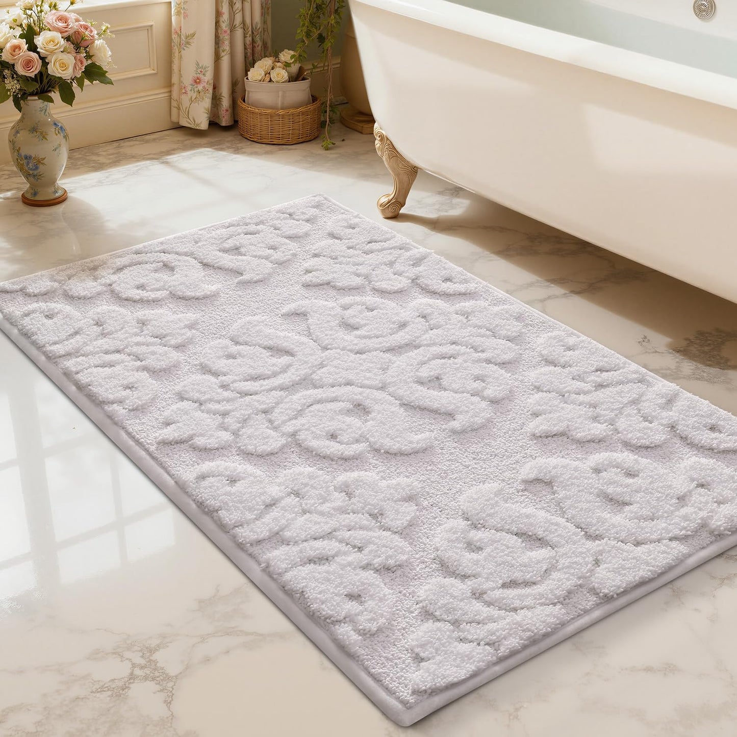 LUMI Bathroom Rugs Non Slip Rubber Backing Ultra Soft Microfiber