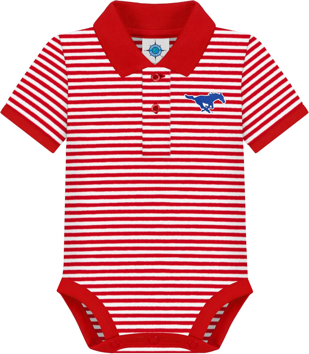 Creative Knitwear College Baby Striped Polo Bodysuit for Infants