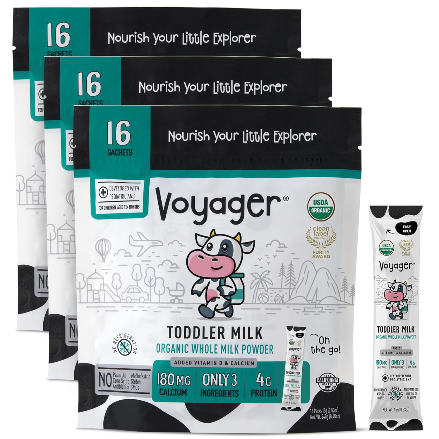 Voyager Toddler Milk On The Go - Organic Whole Milk Powder