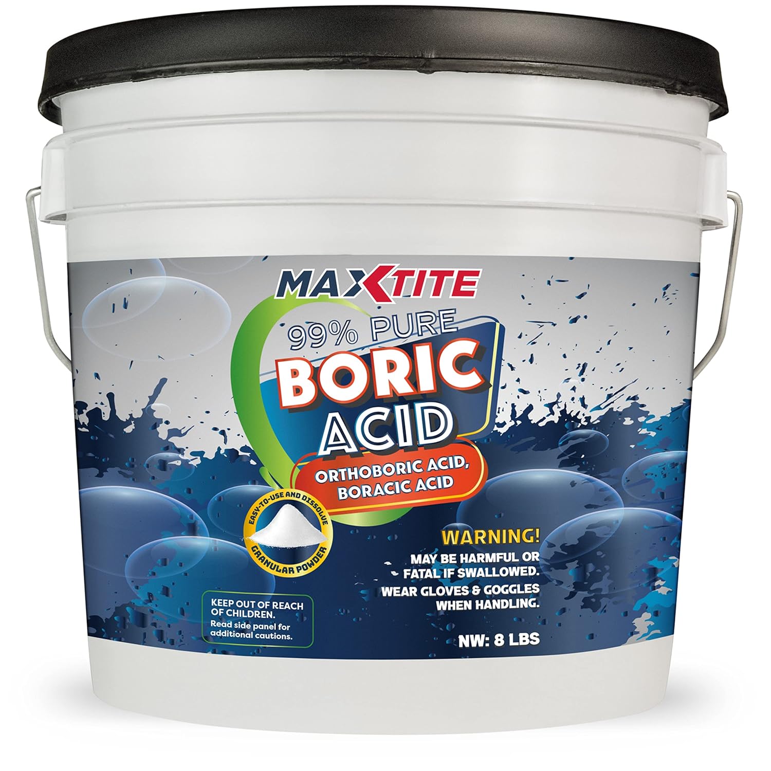 99% Pure Boric Acid Granular for Industrial Use - 8 lbs Pail