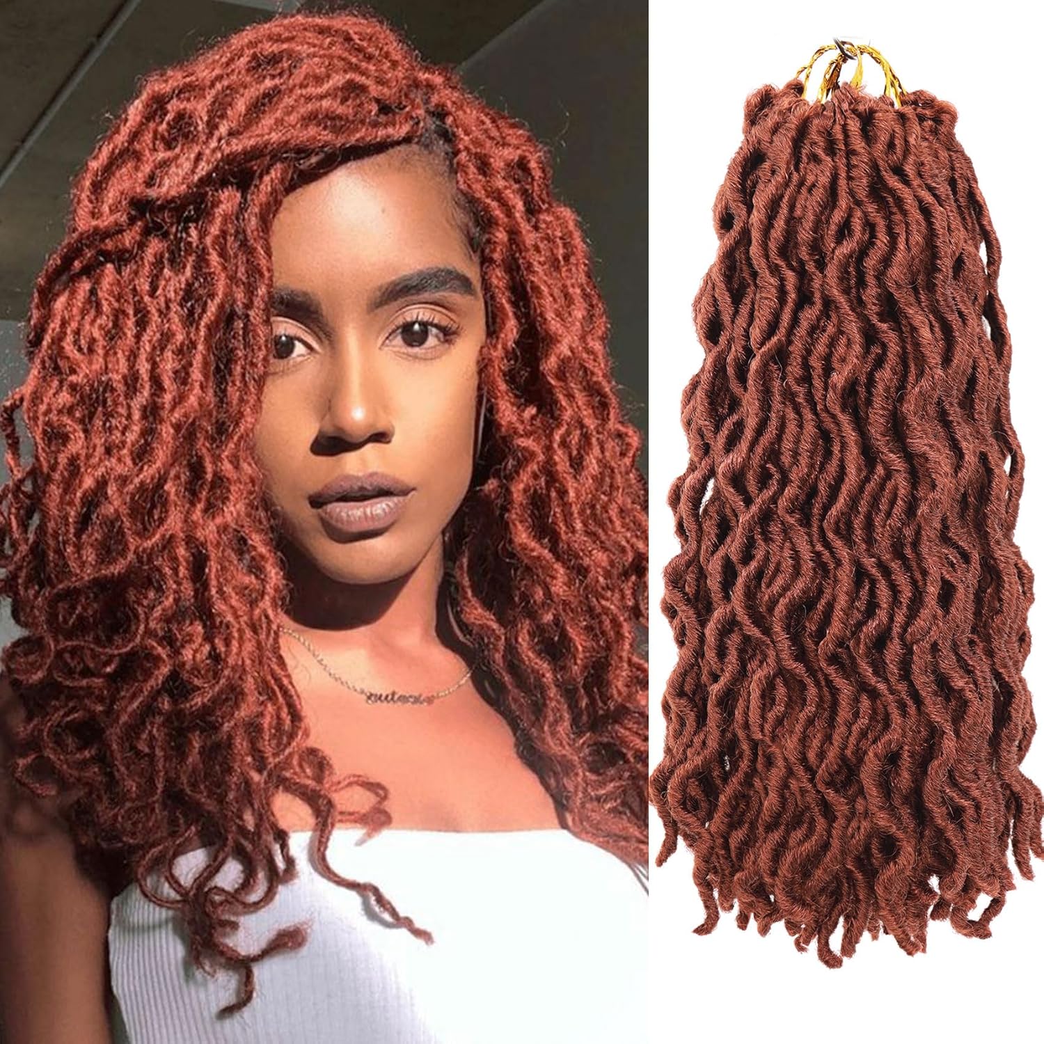 Faux Locs Crochet Hair 14 Inch Ginger Goddess Locs for Women