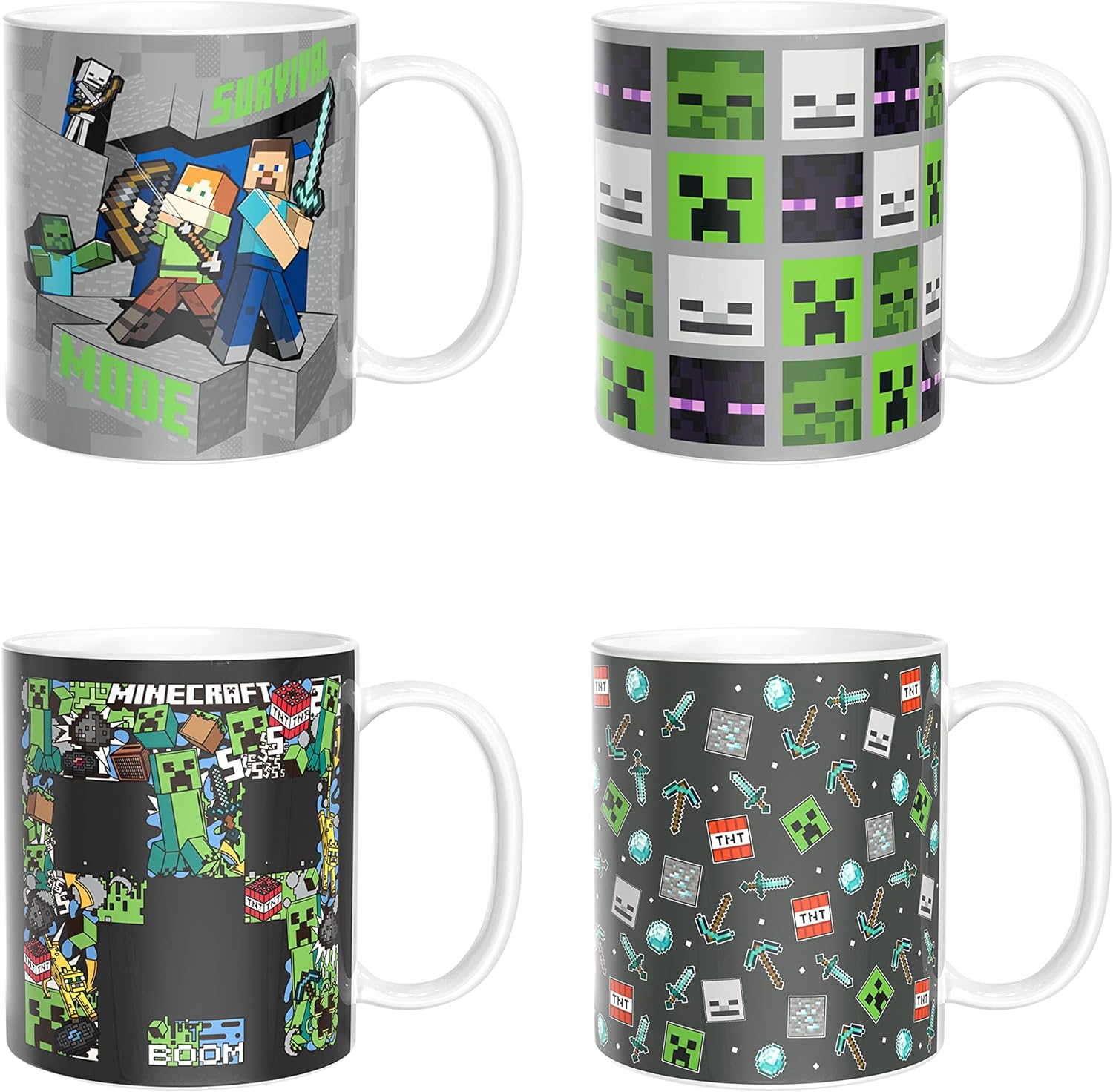 Minecraft Mug Set Unique Ceramic Coffee Cups for Gamers