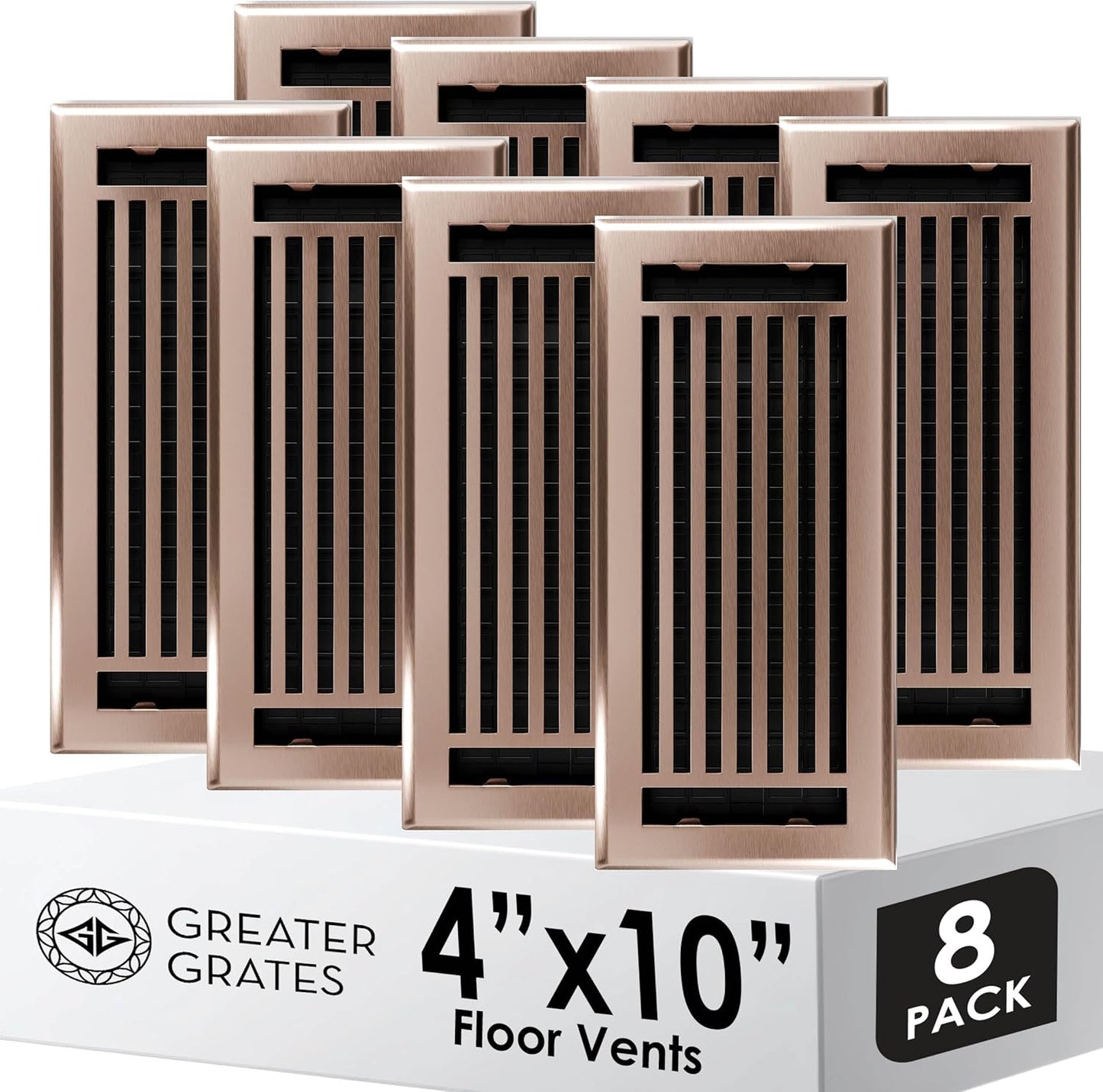 Floor Register 4x10 Vent Cover 8 Pack Heavy-Duty Steel Grates