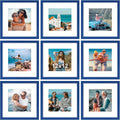 12x12 Picture Frame Set of 9 - Display 8x8 or 12x12 Photos, Blue