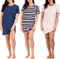 Women's Short Sleeve Nightgown 3 Pack - Soft Everyday Nightshirts