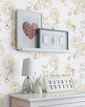 Stunning Gold and White Floral Peel and Stick Wallpaper Rolls