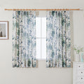 Pinch Pleated Floral Linen Curtains 63 in Panels - Light Filtering