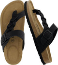 CUSHIONAIRE Women's Libby Cork Footbed Sandal - Braided Comfort
