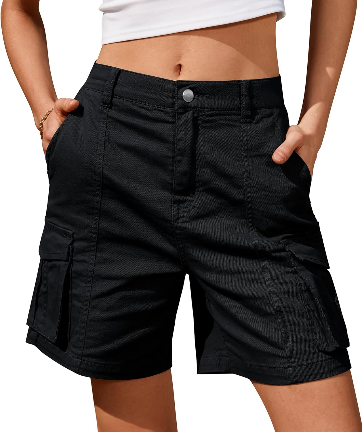 IVIR Bermuda Shorts for Women Cargo Shorts with 6 Pockets