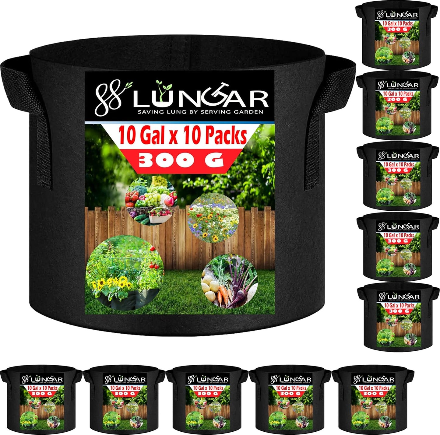 Plant Grow Bags - 10 Gallon Non-Woven Fabric for Gardening